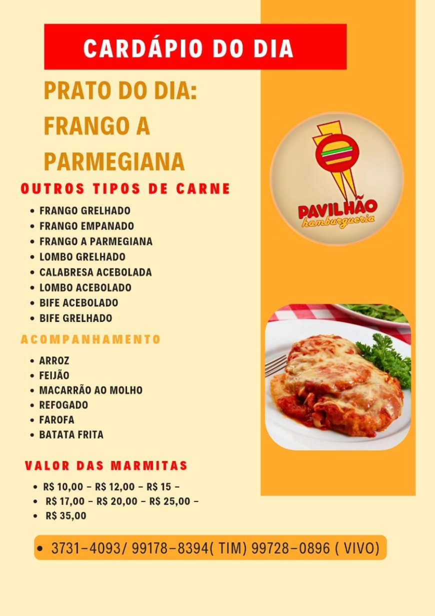 CARDÁPIO DO DIA 05/08 DO PAVILHÃO LANCHES