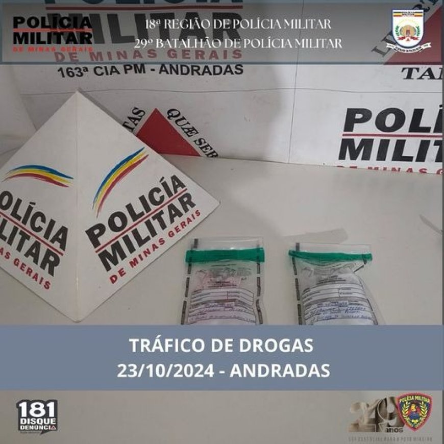 Polícia Militar de Andradas efetua prisão de homem pelo crime de tráfico de drogas