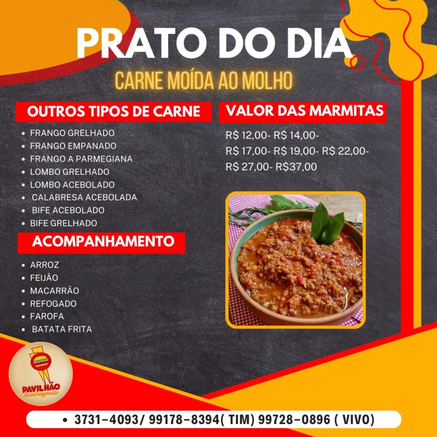 Prato do dia - Pavilhão hamburgueria