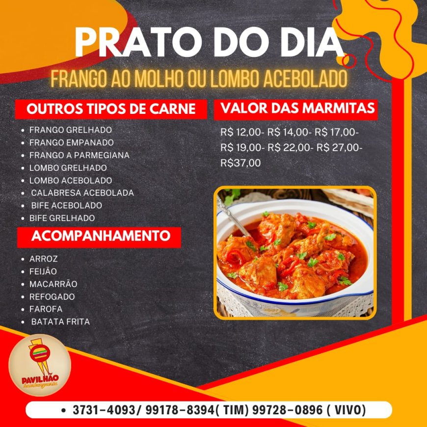 Prato do dia- Pavilhão Hamburgueria