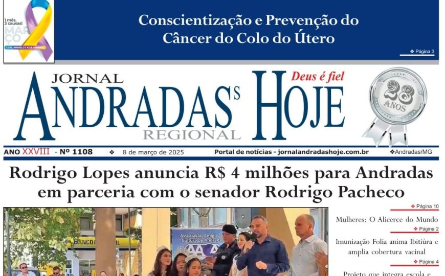 JORNAL ANDRADAS HOJE EDIÇÃO 1108 DE 08 DE MARÇO DE 2025