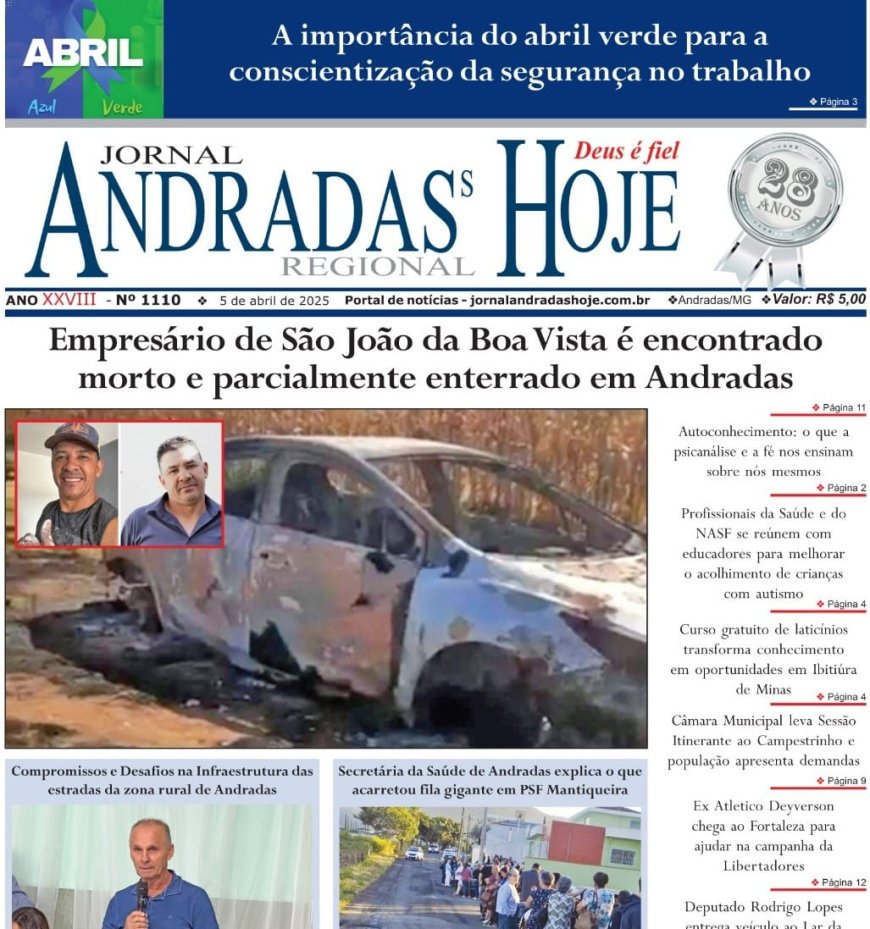 JORNAL ANDRADAS HOJE EDIÇÃO 1110 DE 05 DE ABRIL DE 2025