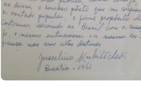 Estagiária encontra carta original de Juscelino Kubitschek em museu de Poços de Caldas