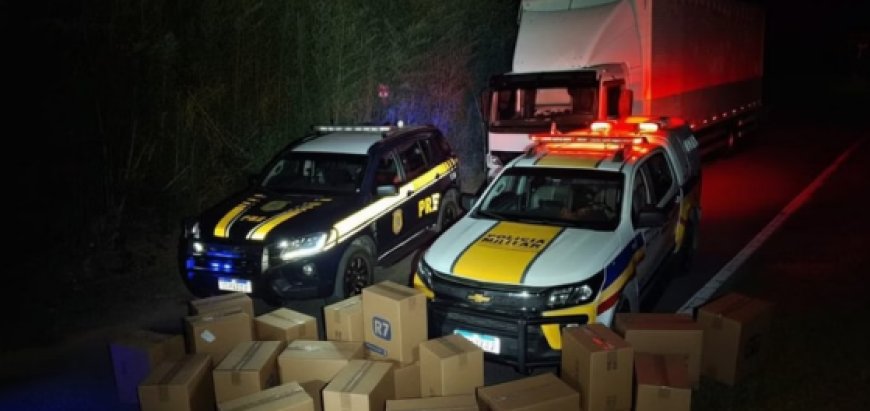 PRF e PMMG apreendem 150 mil maços de cigarros contrabandeados em Campo Belo
