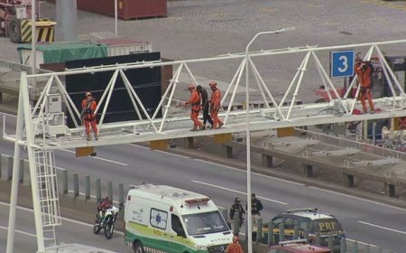 Ponte Rio-Niterói é fechada após homem invadir pista e escalar pórtico de sinalização