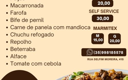 Cardápio quinta-feira 26/03 Restaurante Parmezani & Lima