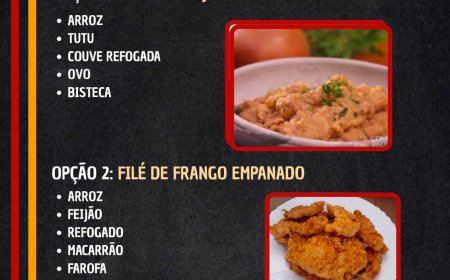 Cardápio terça-feira 31/03 Pavilhão Restaurante e Hamburgueria