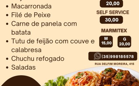 Cardápio quinta-feira 09/04 Restaurante Parmezani & Lima