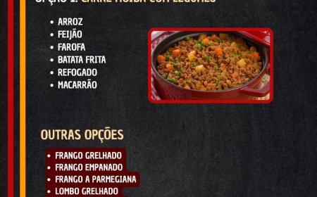 Cardápio terça-feira 14/04 Pavilhão Restaurante e Hamburgueria