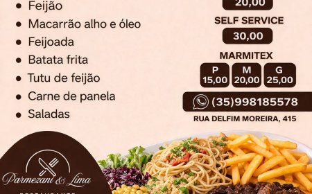 Cardápio quarta-feira 15/04 Restaurante Parmezani & Lima