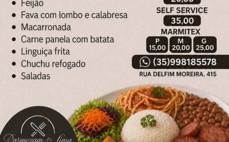 Cardápio terça-feira 28/04 Restaurante Parmezani & Lima