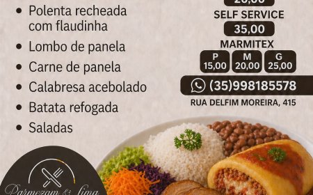 Cardápio quarta-feira 29/04 Restaurante Parmezani & Lima