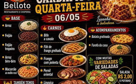 Cardápio quarta-feira 06/05 Espetinho Belloto
