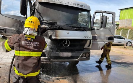 Bombeiros de Alfenas controlam incêndio em caminhão antes que chamas se espalhem