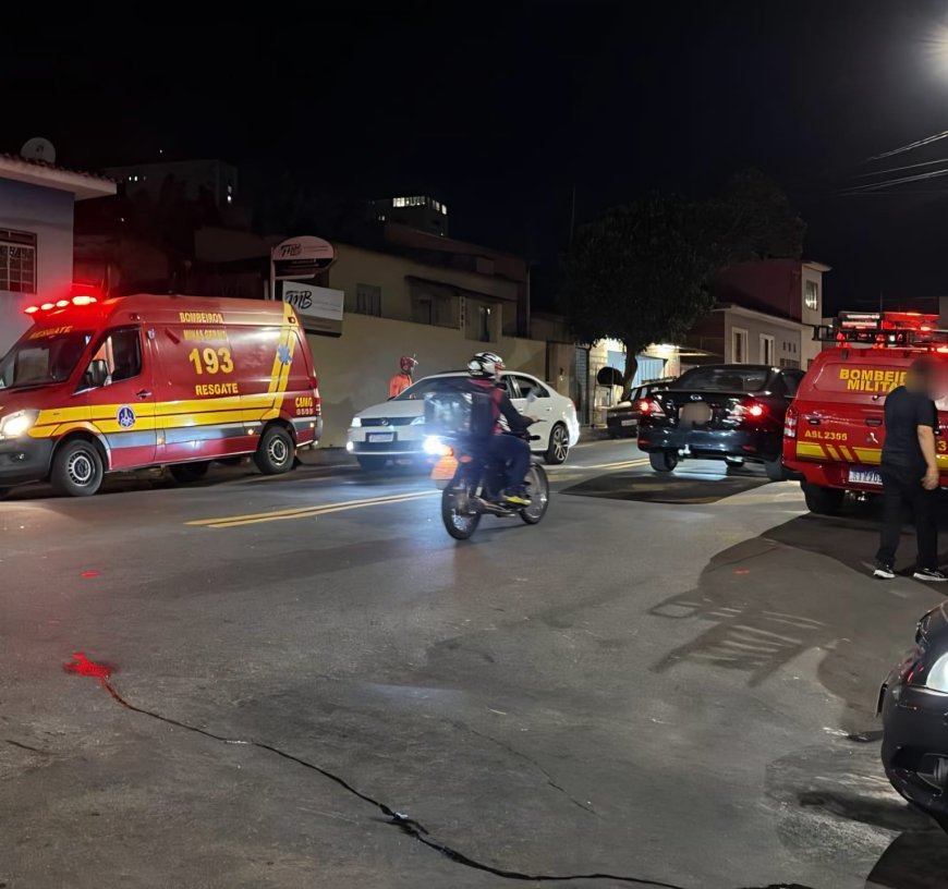 Ciclista sofre acidente em cruzamento de Alfenas e é socorrido pelos Bombeiros após impacto na cabeça